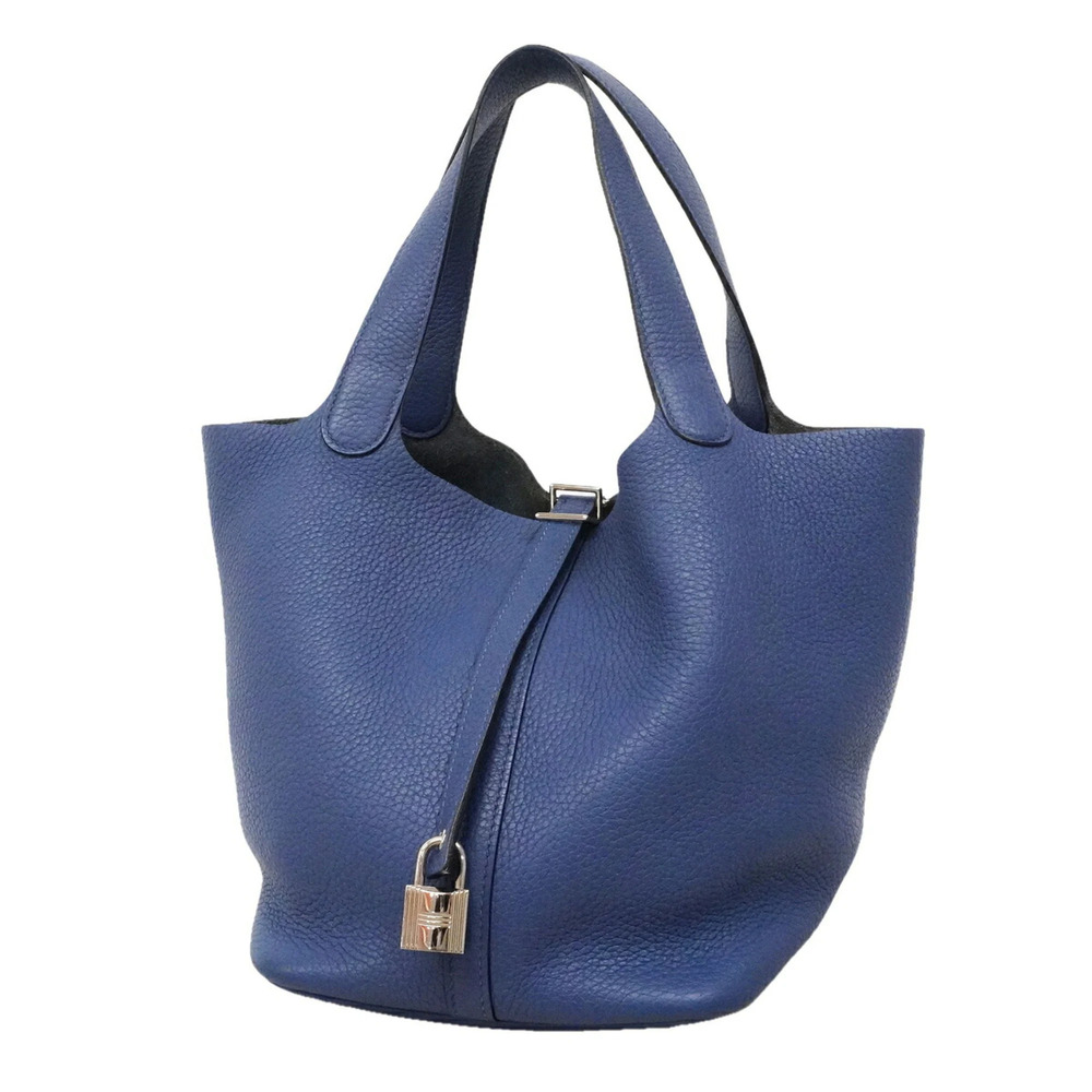 Hermes Picotin Lock MM handbag, Taurillon Clemence leather, Blue Saphir, C st...